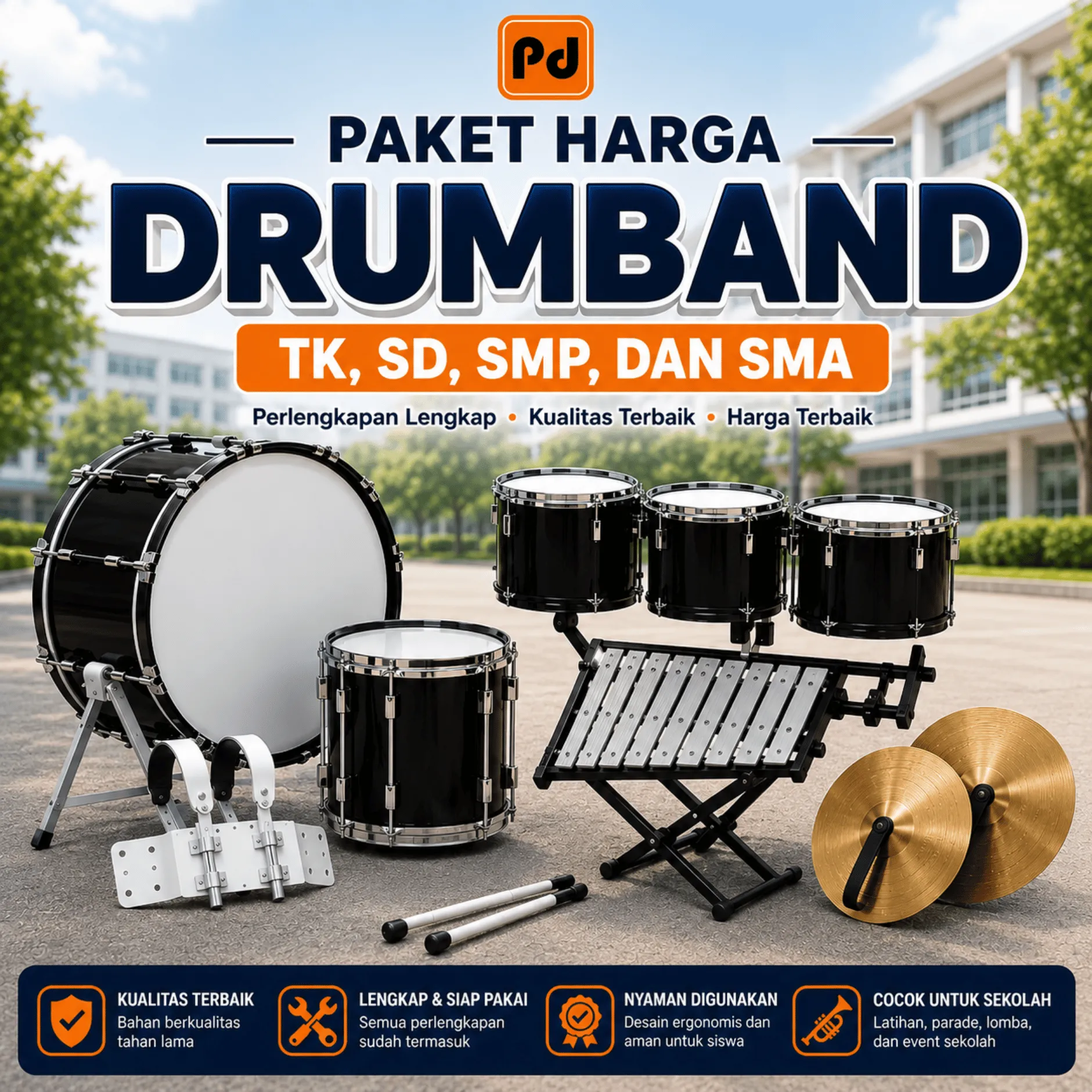 Paket Harga Drumband TK, SD, SMP, dan SMA